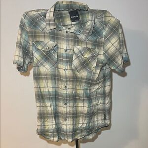 Prana Mid-2000s Men's Casual Plaid Shirt - Blue